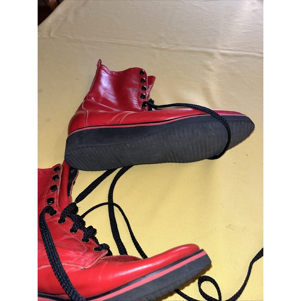 Vtg Laredo Western Red Lace Up Boots Size 6.5 Model 16540 Leather Rubber Sole. - Picture 7 of 10